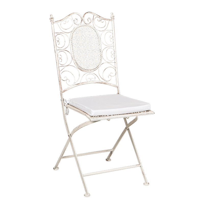 Stuhl Chantilly Gusseisen weiss mit Sitzkissen