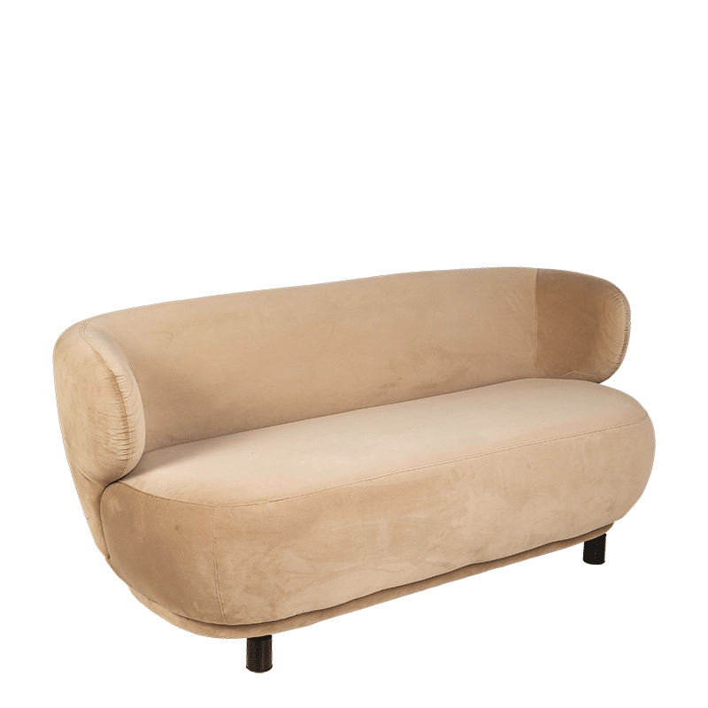 Sofa Elton Samt taupe mit Erhöhung 78 x 170 cm H 80 cm