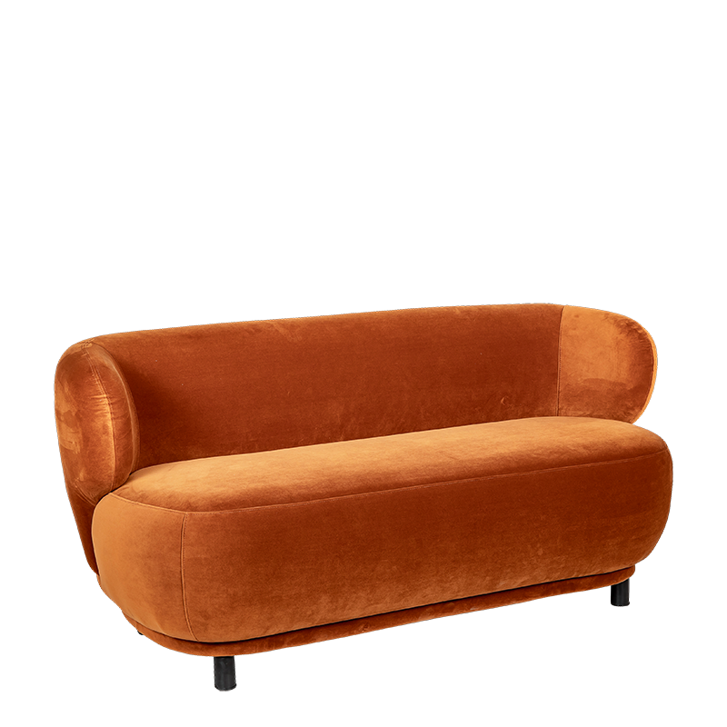 Sofa Elton Samt terrakotta mit Erhöhung 78 x 170 cm H 80 cm