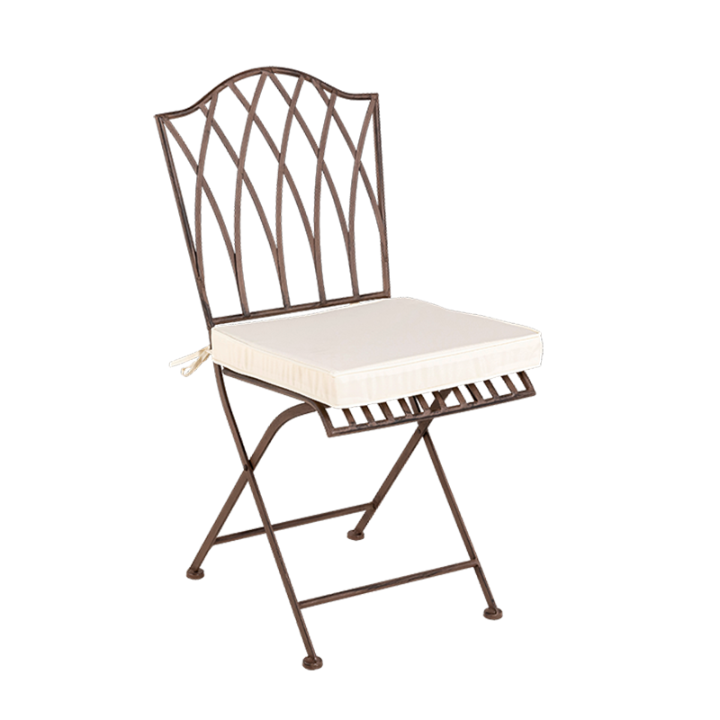 Stuhl aus Schmiedeeisen Florenz mit Sitzkissen Crème