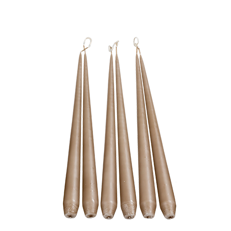 Lot de 6 bougies effilées taupe H 32 cm