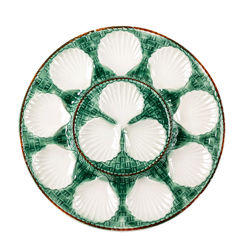 Plat à huître Vintage vert Ø 34 cm