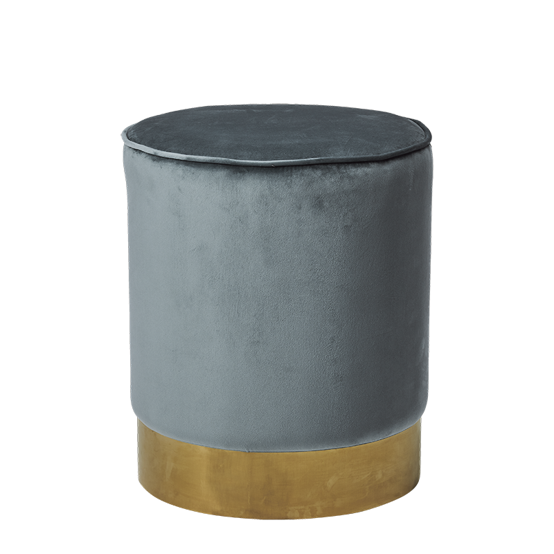 Pouf Belle époque Gris bleu Ø 40 cm H 42 cm