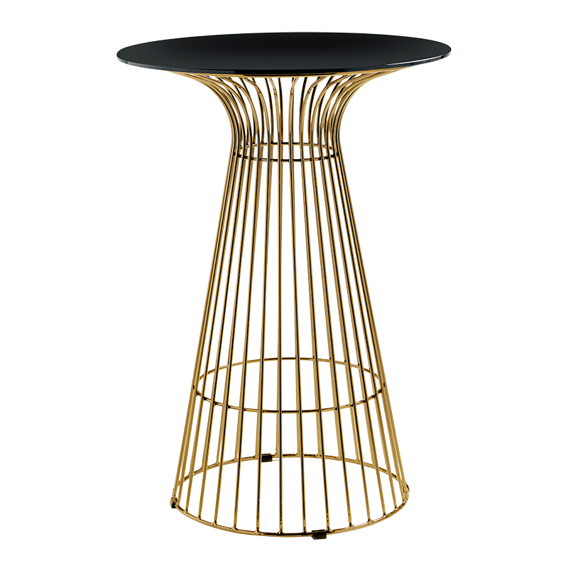 Stehtisch Filo Gold Platte schwarz H 104 cm Ø 65 cm