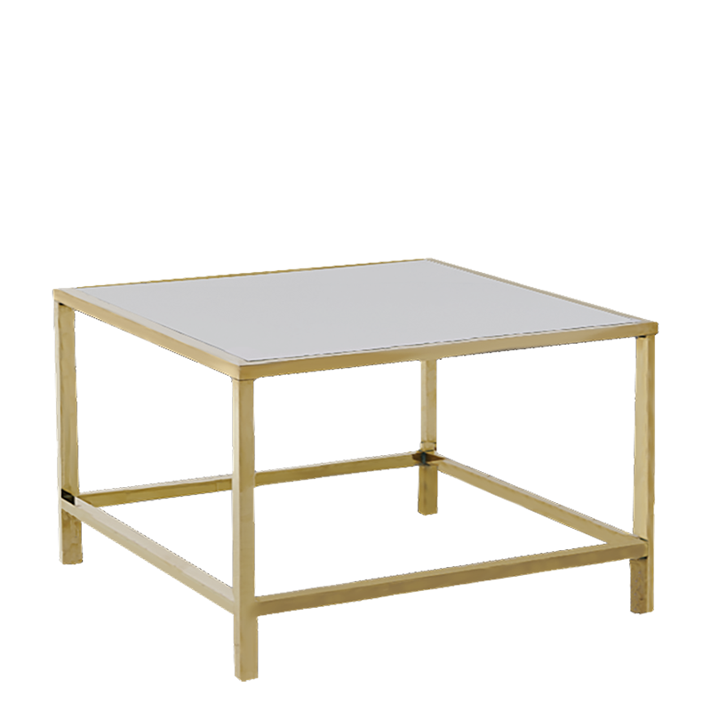 Table basse Unico carrée or plateau blanc 65 x 65 cm H 40 cm