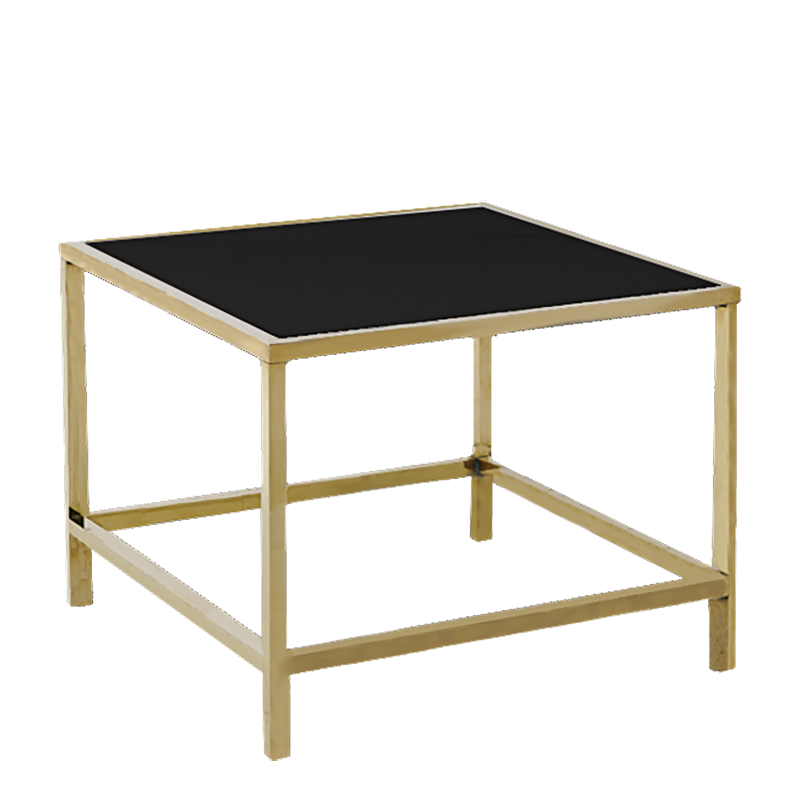 Tisch tief Unico quadratisch Gold Platte schwarz 65x65cm H40 cm