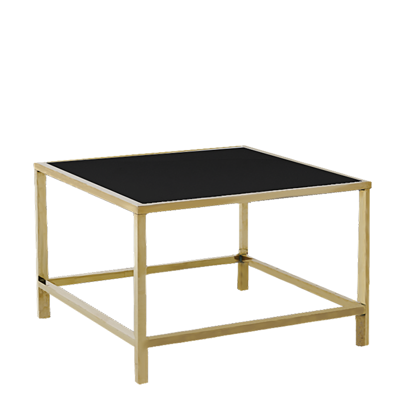 Table basse Unico carrée or plateau noir 65 x 65 cm H 40 cm