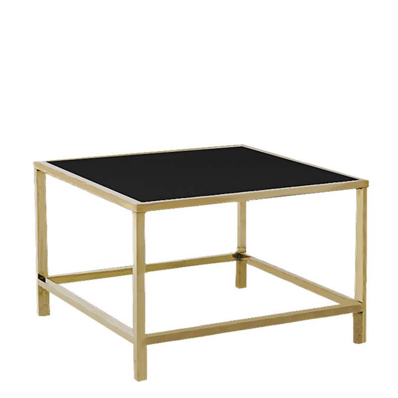 Beistelltisch Unico Gold Platte schwarz 65 x 65 cm H 40 cm