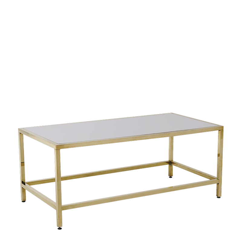 Table basse Unico rectangulaire or plateau blanc 120x55 cm H40cm