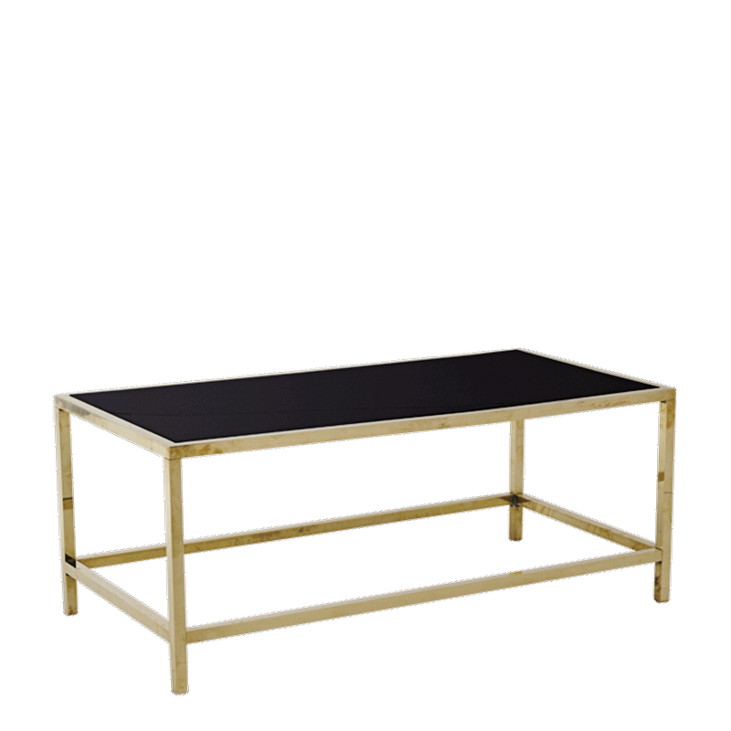 Couchtisch Unico Gold Platte schwarz 120 x 55 cm H 40 cm