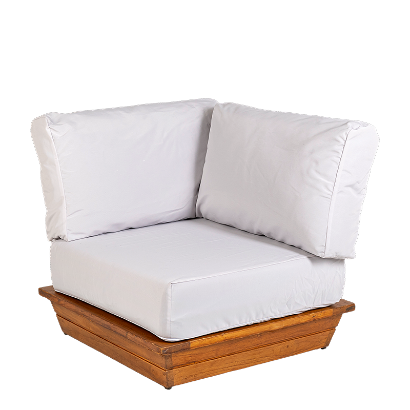 Eckmodul Lounge Teak hellgrau 76 x 76 cm H 70 cm