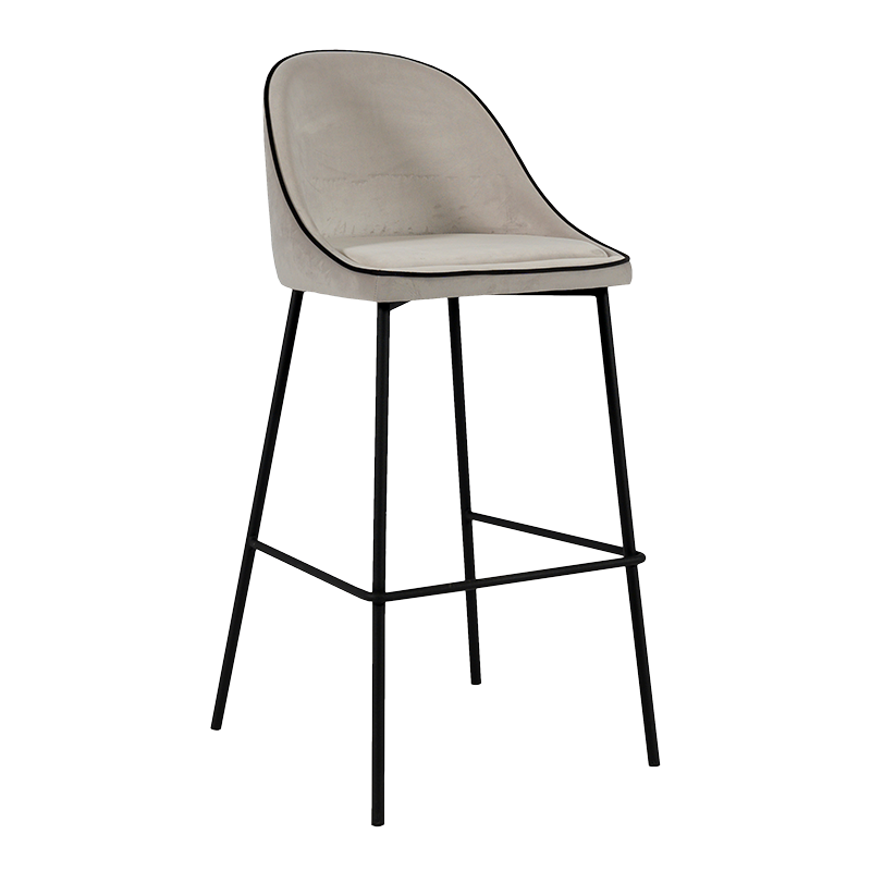Barstuhl Luzern Samt Silber H 78 cm