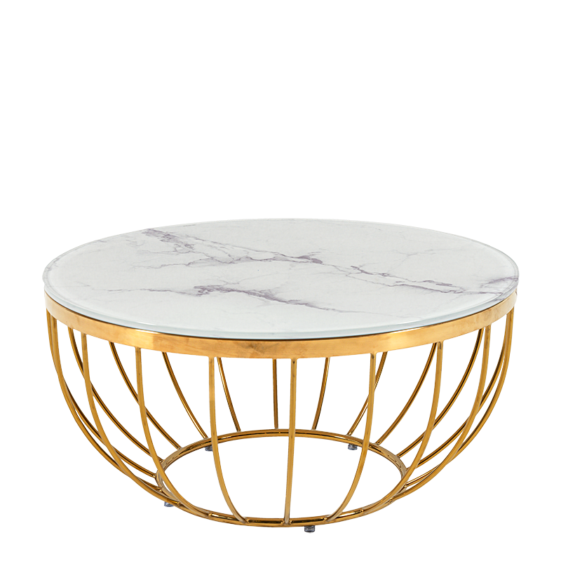 Table basse en verre marbré Leopoldo Ø 80 cm H 40 cm