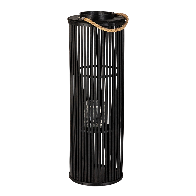 Laterne Bambus schwarz  Ø 27 cm H 80 cm